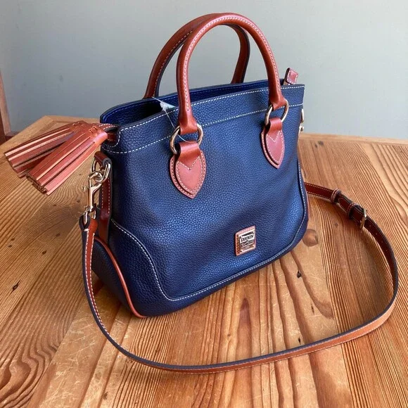 Dooney & Bourke Navy Pebble Grain Lexington Shopper Large Tote Bag - 0801TH - Picture 2 of 7